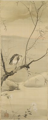 Egret on a Willow Branch, Kishi Chikudō, 19th century