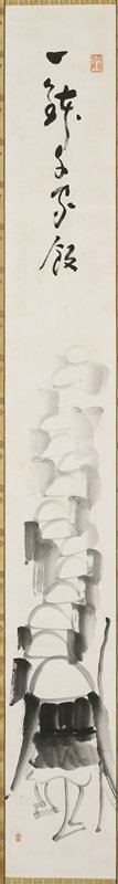 Begging Monks Leaving {right of a pair}, Deiryū Kutsu, 20th century