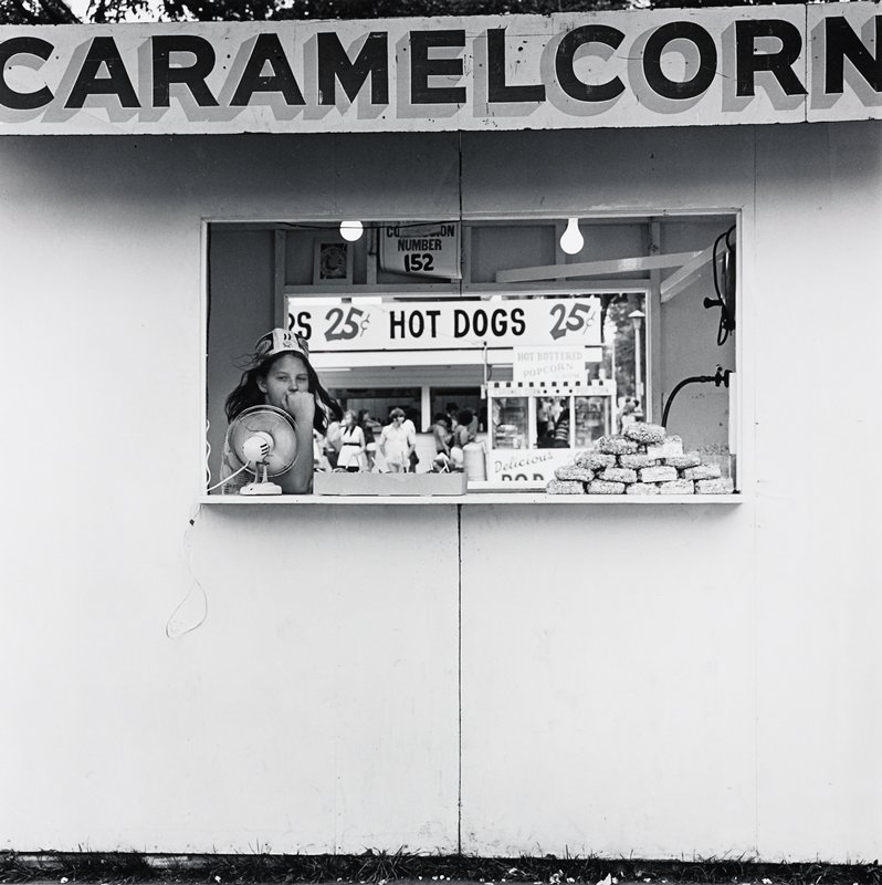 Girl in a Popcorn Stand, Minnesota State Fair, Thomas F. Arndt, 1973