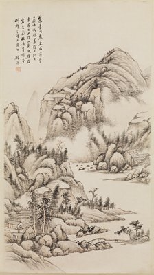 Landscape in the Manner of Wang Yuanqi, Gu Yun, c. 1875
