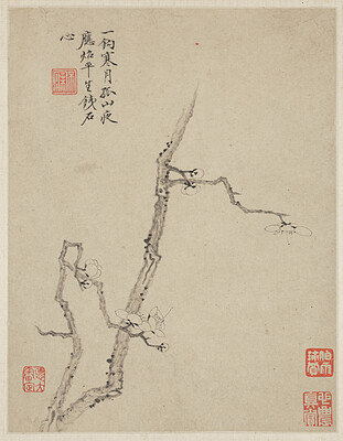 Leaf from album Three Friends of Winter, Jin Junming, 1669