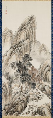 Scholar in a Mountain Landscape, Nakabayashi Chikkei, 19th century