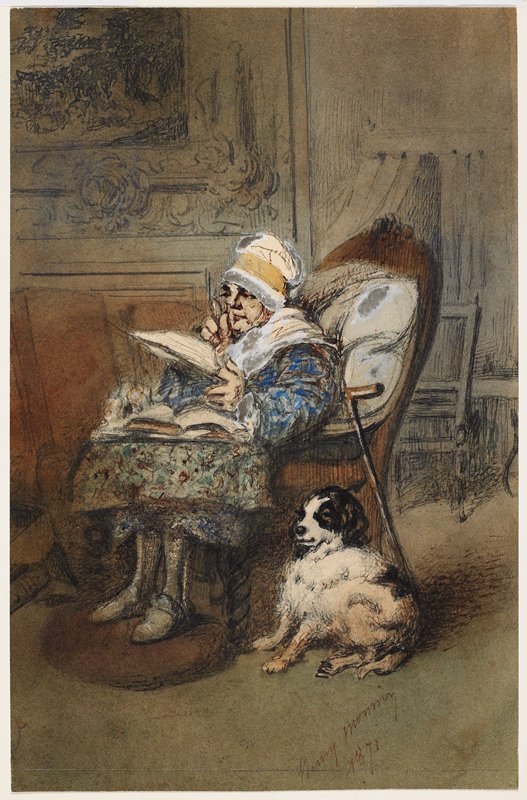 Portrait of a Woman and her Dog, Henri Monnier, 1871