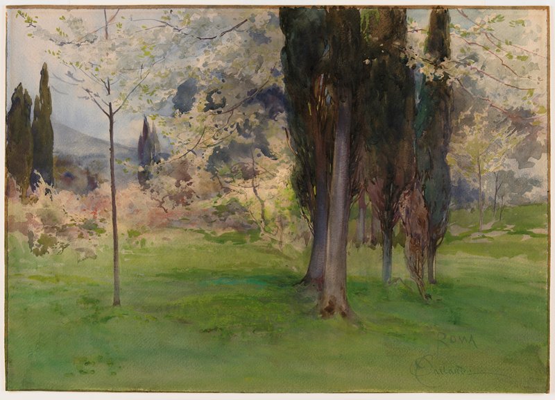 Spring Landscape with Trees, Onorato Carlandi, 19th-20th century