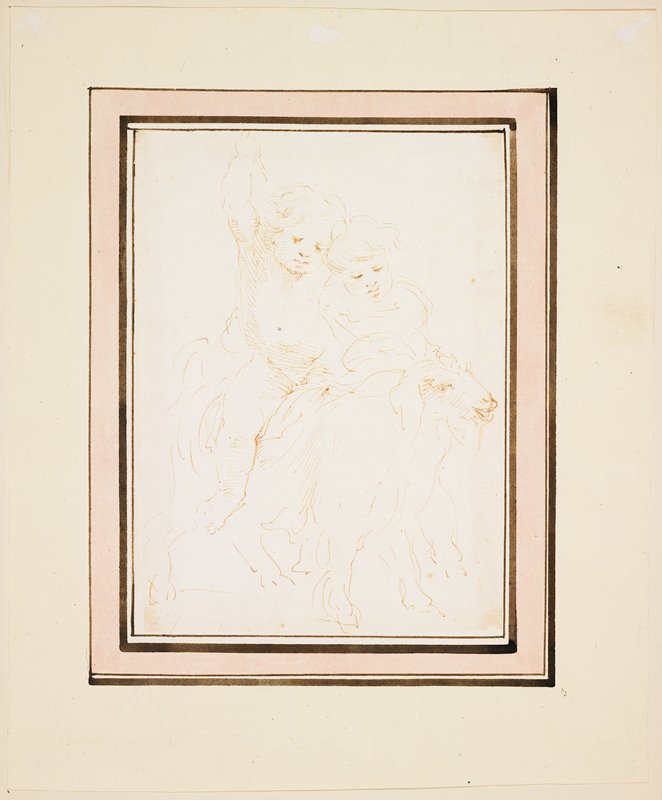 Two Putti on a Goat, Stefano della Bella, c. 1640