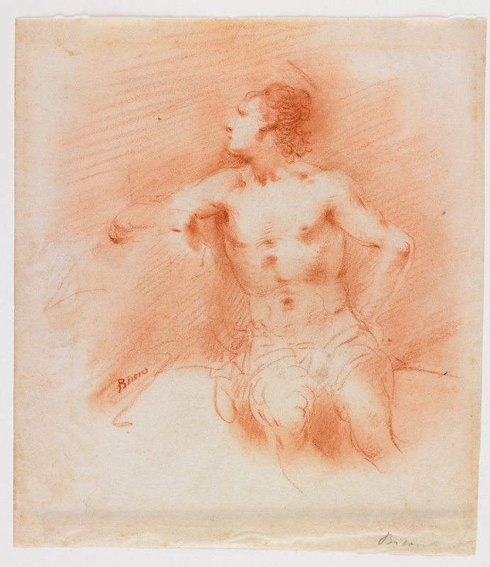 Study of a Young Male Nude Seated, Giuseppe Bernardino Bison, 18th-19th century