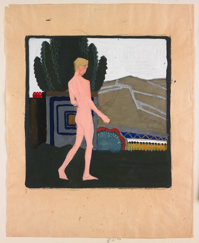 Standing Male Nude in a Landscape, Erich Mallina, c. 1914