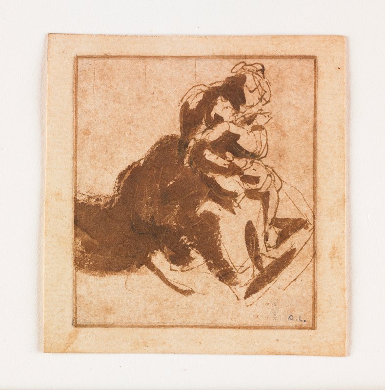 Study of a Woman Holding a Child, Attributed to Francesco Allegrini, 17th century