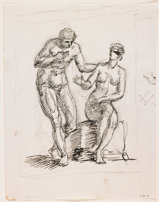 Study of a Standing Male Nude and Seated Female Nude, Filippo Pelagio Palagi, 19th century