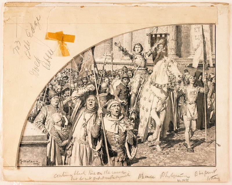 Cola di Rienzi Surrounded by the People, Fortunino Matania, 1931