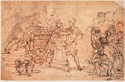 Dokumentasi “Mucius Scaevola Before Porsena”; Pen and brown ink, black and red chalk. Minneapolis Institute of Art.