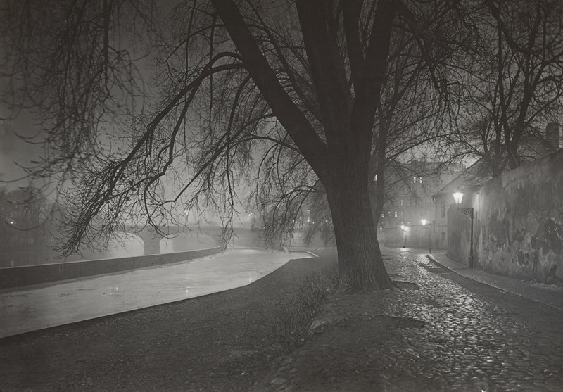 Night Scene with Cobblestone Street, Josef Sudek, 1970s