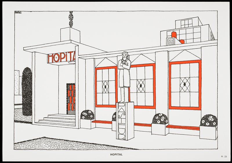 Hôpital, from Une Cite Moderne, Dessins de Rob Mallet-Stevens Architecte, Robert Mallet-Stevens, 1987