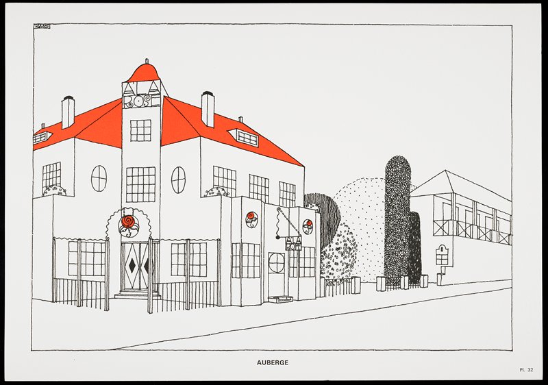Auberge, from Une Cite Moderne, Dessins de Rob Mallet-Stevens Architecte, Robert Mallet-Stevens, 1987 published