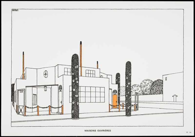 Maisons ouvrières, from Une Cite Moderne, Dessins de Rob Mallet-Stevens Architecte, Robert Mallet-Stevens, 1987 published