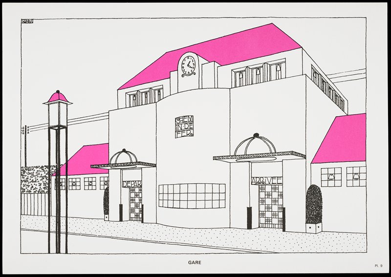 Gare, from Une Cite Moderne, Dessins de Rob Mallet-Stevens Architecte, Robert Mallet-Stevens, 1987 published