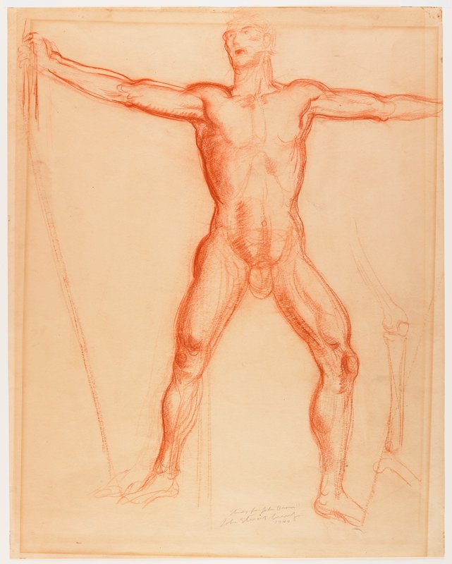 Study for the figure of John Brown in the Tragic Prelude mural for the Kansas Statehouse, John Steuart Curry, 1940