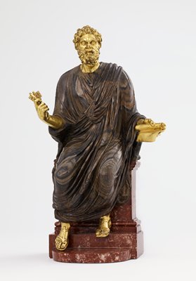 Dokumentasi “The Ludovisi Saint Peter”; Greek cipollino marble, rosso variegato marble, gilt bronze. Minneapolis Institute of Art.