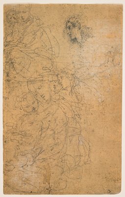 Dokumentasi “Studies of the Madonna and Child (recto); Kneeling Virgin (verso)”; Black chalk. Minneapolis Institute of Art.