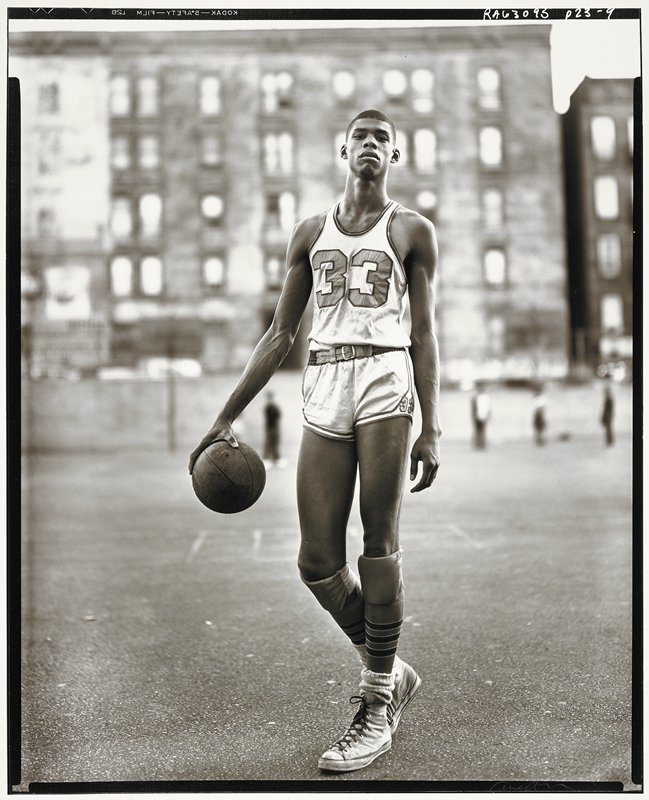 Lew Alcindor, basketball player, 61st Street and Amsterdam Avenue, New York, May 2, 1963, Richard Avedon, 1963 (printed 1990)