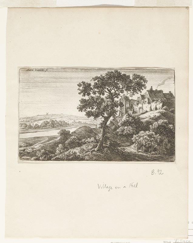 Village on a Hill, Anthonie Waterloo, 17th century