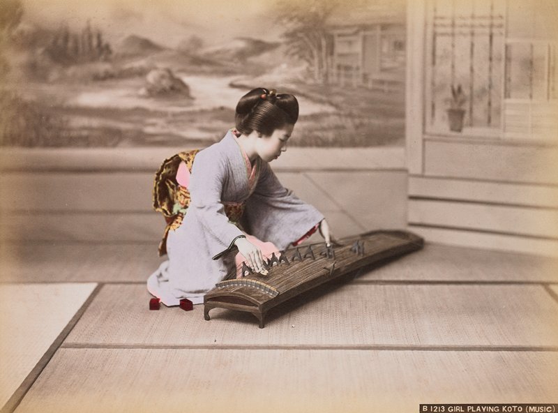 B1213. Girl Playing Koto (Music), Attributed to Baron Raimund von Stillfried, 1890s