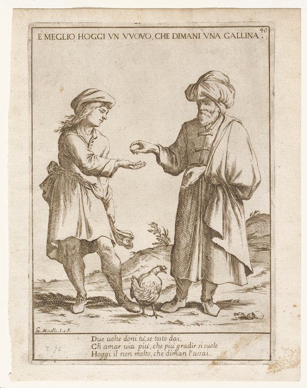 E Meglio Hoggi Wovo Che Dimani Una Gallina, Guideppe Maria Mitelli, 17th century