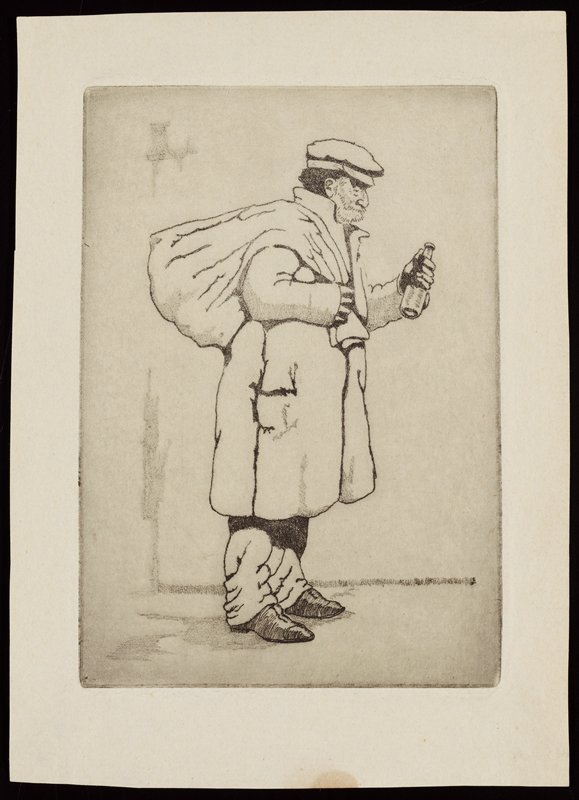 Untitled [man with sack and bottle], Richard Holzschuh, 20th century