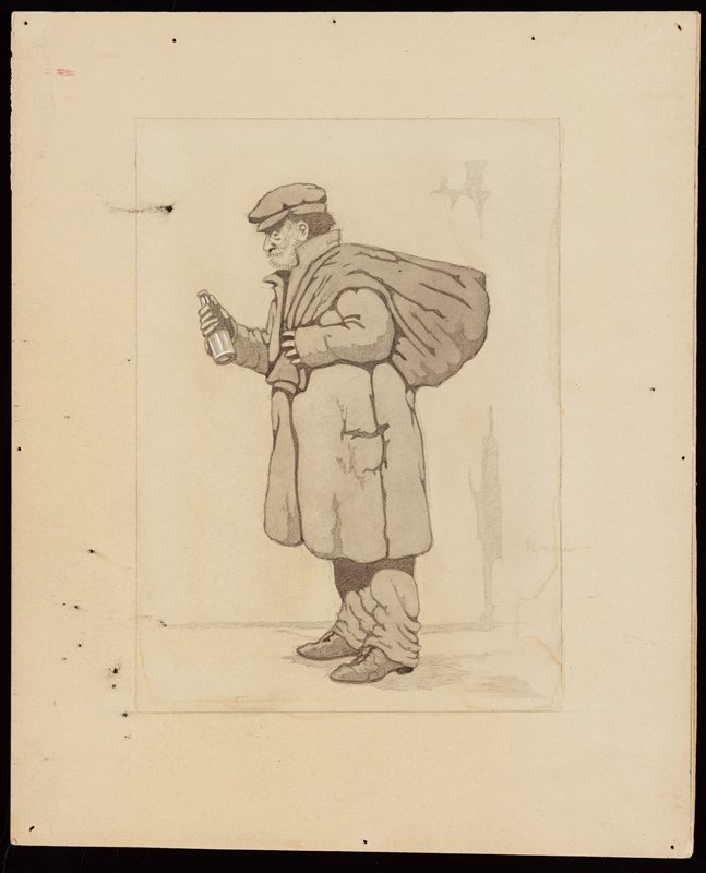 Untitled [man with sack and bottle], Richard Holzschuh, 20th century