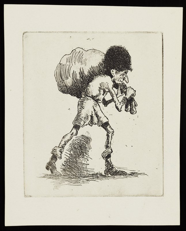 Untitled [man with a wooly cap carrying a pack on his shoulder], Richard Holzschuh, 20th century
