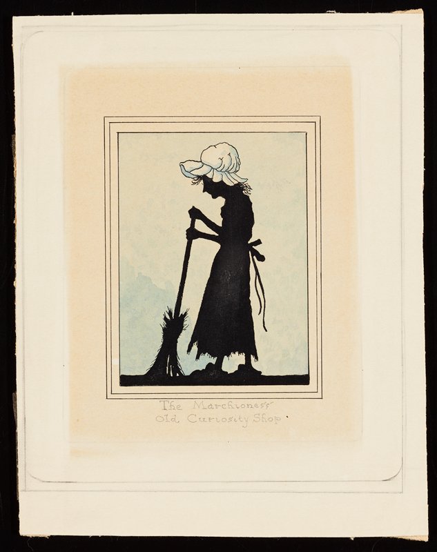 The Marchioness Old Curiosity Shop [silhouette of woman sweeping], Richard Holzschuh, 20th century