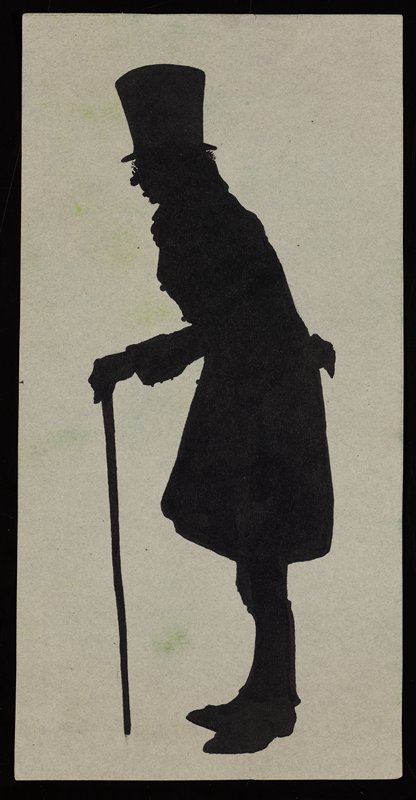 Untitled [silhouette of old man with top hat and cane], Richard Holzschuh, 20th century
