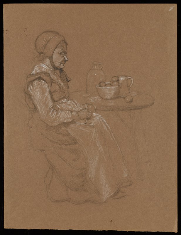 Untitled [woman peeling fruit], Richard Holzschuh, 20th century