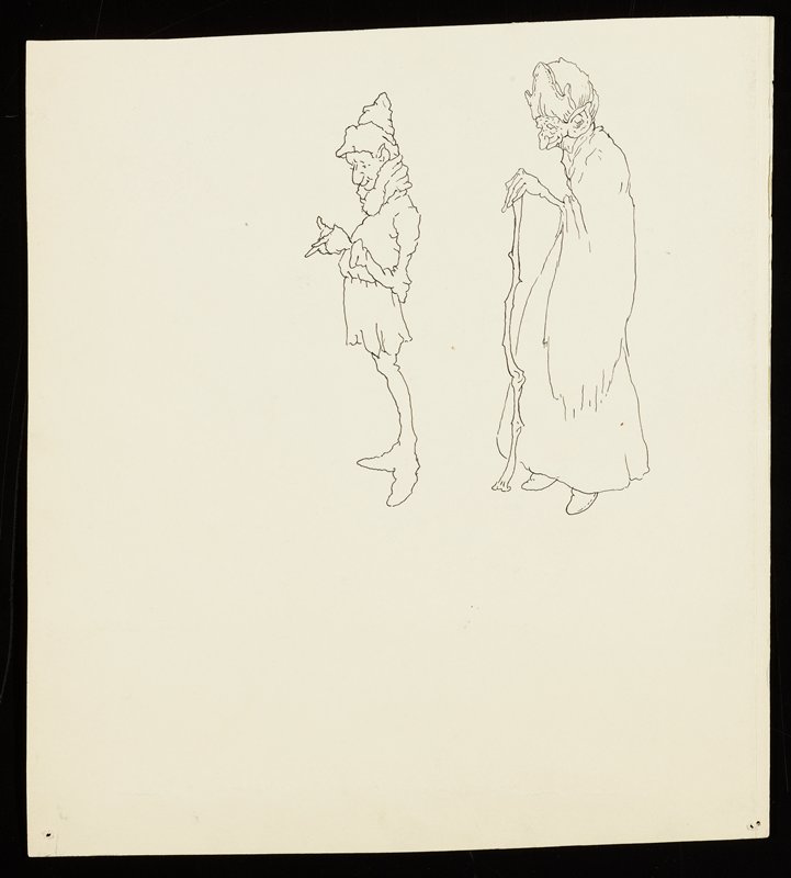 Untitled [fantastic man and woman in profile], Richard Holzschuh, 20th century