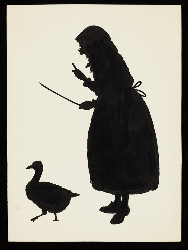 Untitled [silhouette of old woman and goose], Richard Holzschuh, 20th century