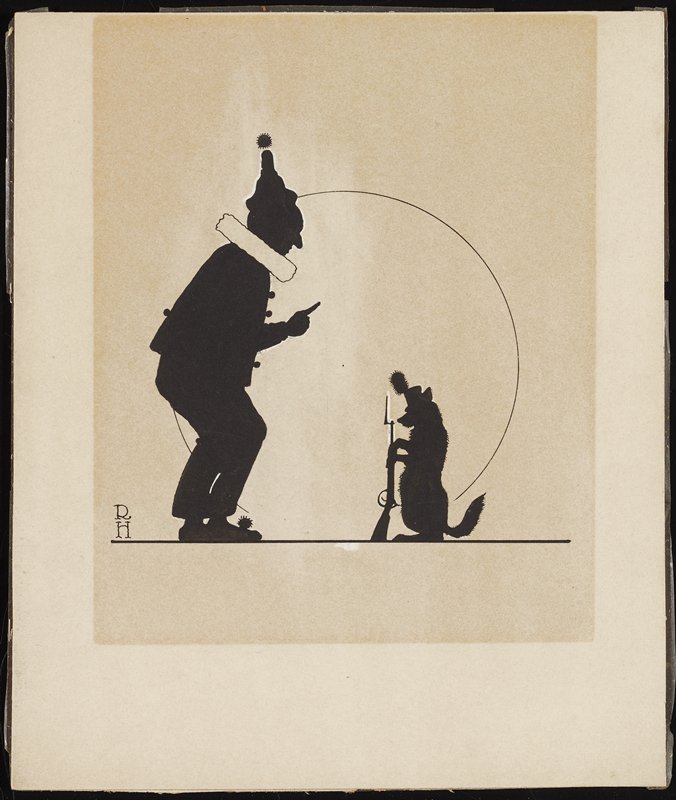 Untitled [clown with dog with rifle], Richard Holzschuh, 20th century