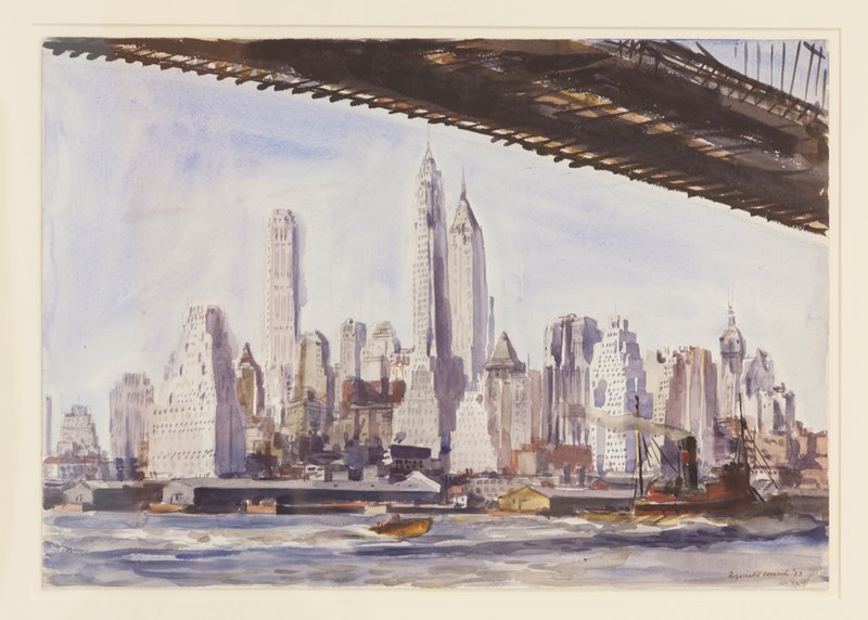 New York Skyline with Bridge, Reginald Marsh, 1932