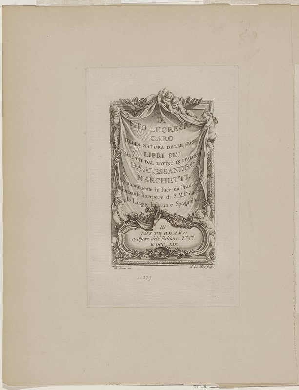 Di Tito Lucrezio Caro..., Noel Le Mire, 1754