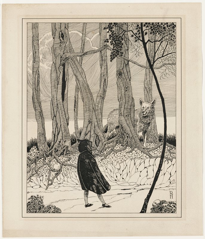 Little Red Riding Hood, recto and verso, Richard Holzschuh, 20th century