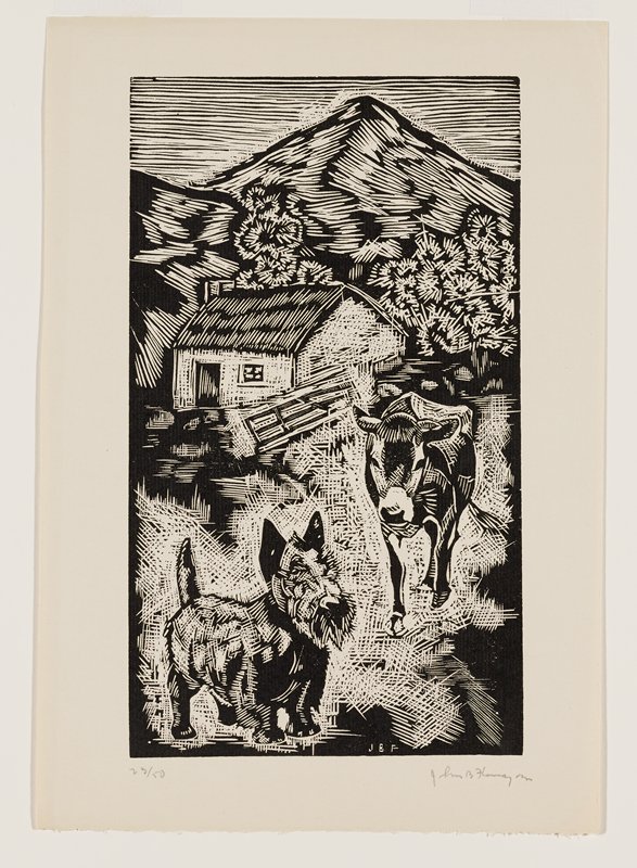 Untitled (Farmhouse with Cow and Scottish Terrior, Ireland), John B. Flannagan, c. 1930–34