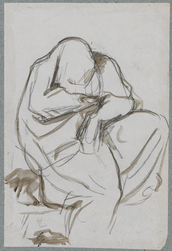 Draped Lamenting Figure, Henri Lehmann, 19th century
