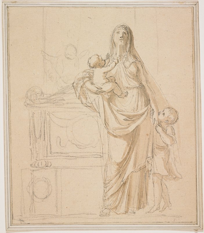 Design for a Funerary Monument with Caritas, Giovanni-Battista Cipriani, 18th century