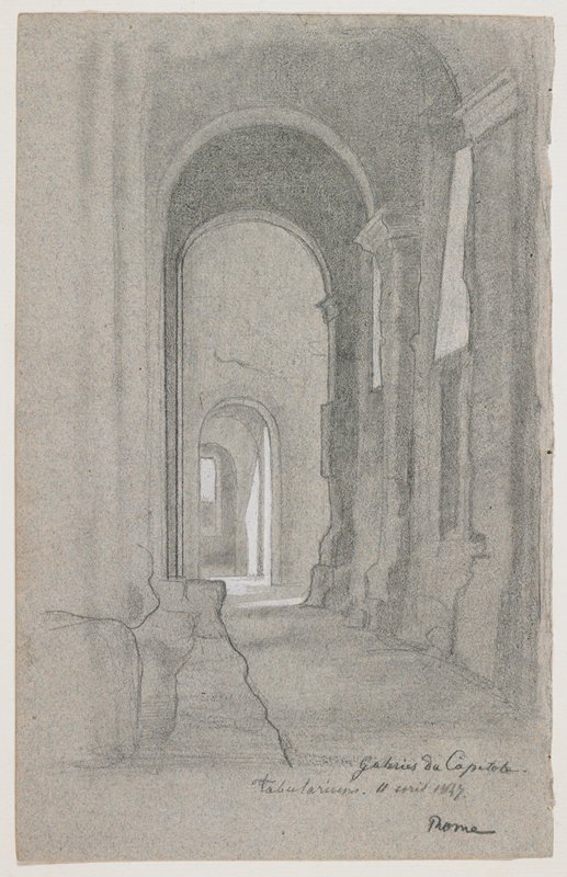 View of the Tabularium, Rome, Louis-Georges Brillouin, 1847