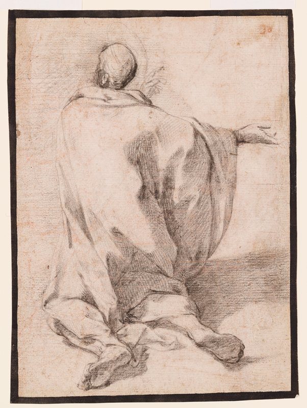 Study of Kneeling Figure from the Back, Giulio Cesare Procaccini, 16th-17th century