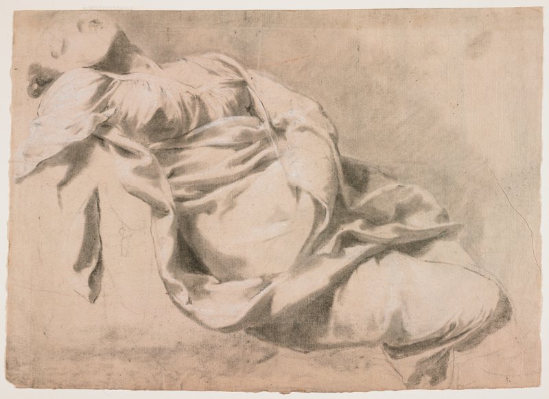 Drapery Study of a Reclining Woman (recto); Study of a Leg (verso), Pietro Fancelli, 18th-19th century