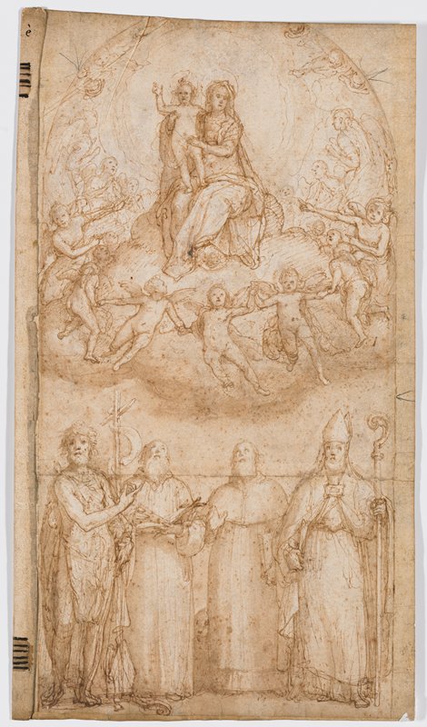 Madonna and Child with Four Saints (recto); Pietà (verso), Federico Zuccaro, 16th century