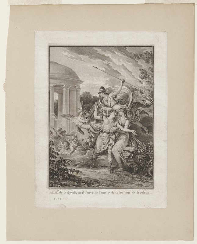 Aide' de la fageffe, on fe fauve de l'amour dans les bras de la raison, Antoine-Jean Duclos, 1777