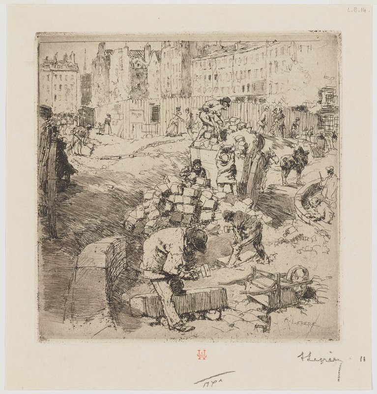 Workers Leveling Place Maubert, Auguste Louis Lepère, 1890