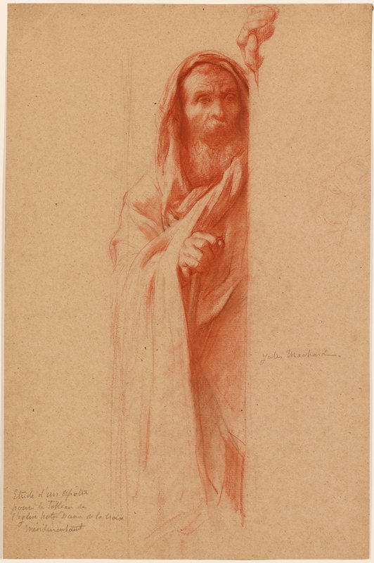 Study for Notre Dame de la Croix, Paris (recto); Nude Angel (verso), Jules Louis Machard, c. 1870