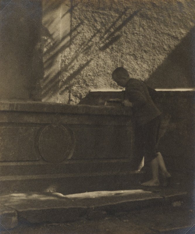 Untitled [boy looking over bridge], Jaromír Funke, 1920